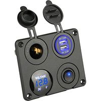 4-in-1 Kfz-adapter, Doppel-usb-ladeanschluss Mit Schalterpanel, 12-v-steckdose Mit Led-voltmeter, Ein-/ausschalter, Zigarettenanzünder-panel Für Autos, Boote Und Wohnmobile