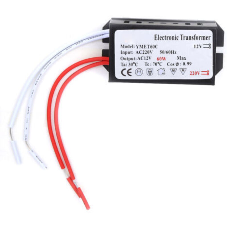 Elektronischer Transformator 220v Auf 12v – Leistung 60w – Stabile Ausgangsspannung – Einfache Installation Für Halogenlampen