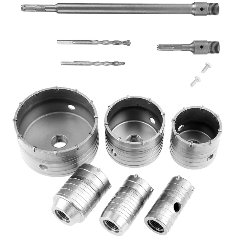 Wolframkern-bits, Die Sauberen Beton, Ziegel Und Blöcke Schneiden, Löcher Bohren. Lieferung Mit 2 Ersatzschrauben Und 2 Führungslöchern. Ideal Für Wasserleitungen, Kühlgeräte Und Klimaanlagen.