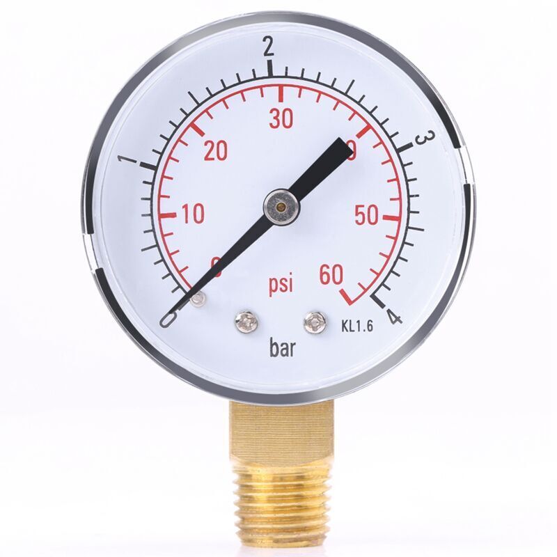 Praktisches Manometer Für Wasser Und Luft, 1 Stück, 0-60 Psi / 0-4 Bar, Für Heimwerker