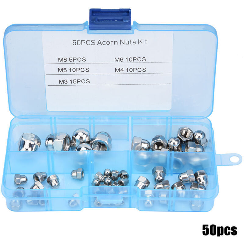 50 Stück M3/m4/m5/m6/m8 Set Aus Edelstahl, Blindmuttern Mit Sechskantkopf