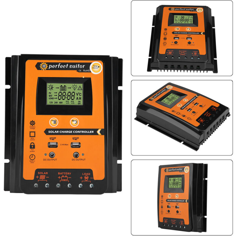 12v/24v 70a Pwm Mppt Solarladeregler, Kurze Version, Mit Dual-usb-anschluss Und Lcd-anzeige