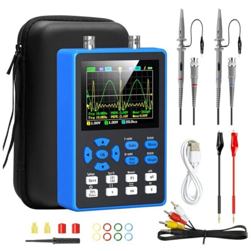 Digitales Oszilloskop Dso2512g Mit Signalgenerator, 2 Kanäle, 120 Mhz Bandbreite, 500 Ms/s Abtastrate, 2,8-zoll-bildschirm