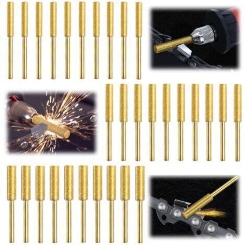 30 Stück Kettenschärflehre Für Kettensägen, Diamant-kettenschärfer, Feile Für Kettensägenketten, 3 Verschiedene Größen Zum Schärfen Und Schleifen Von Kettensägen