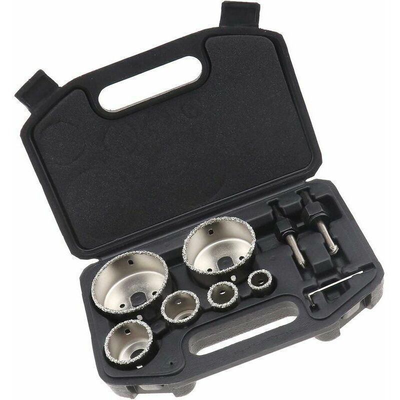 Kronensägen-set Für Fliesen Mit Diamantbeschichtung, 6-loch-legierungsaufbewahrungsbox, 22–73 Mm, Langlebig Und Tragbar Zum Schneiden Von Beton
