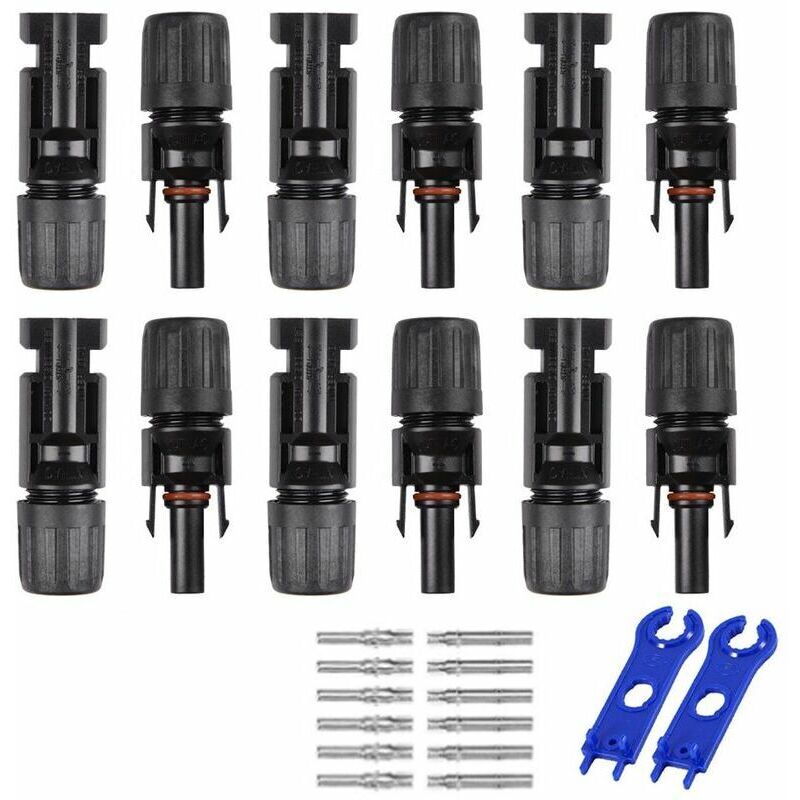 6 Paar Mc4 Stecker/buchse Mit Doppelring, Wasserdichte Verbindung Für Solarkabel