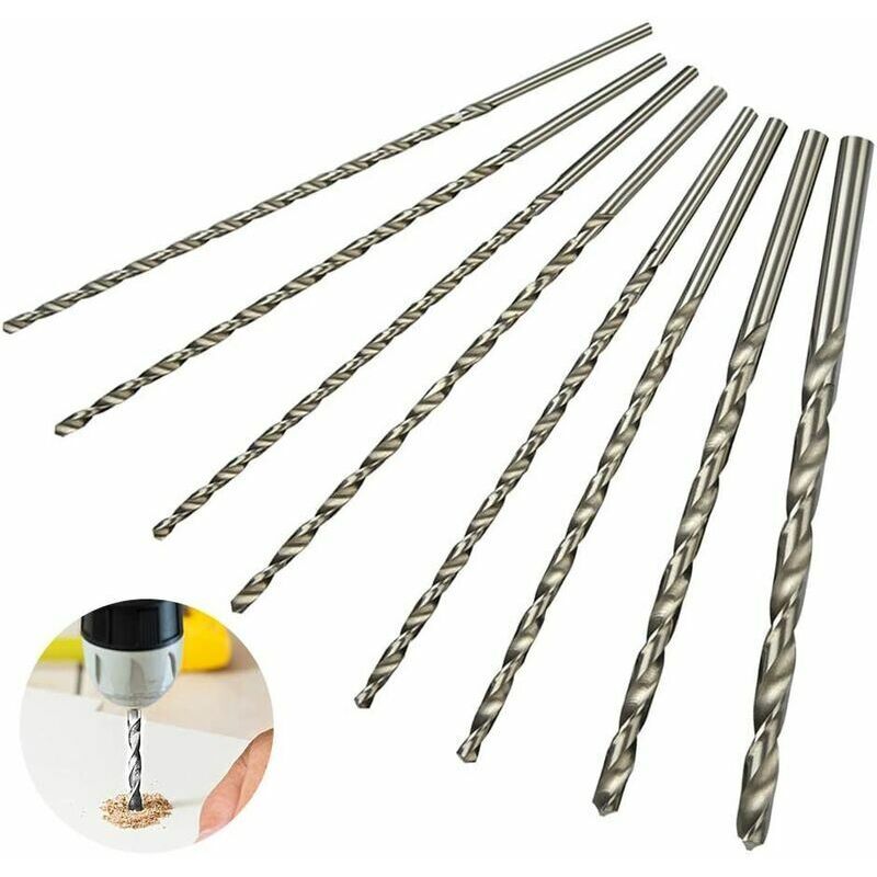 Extra Langer Bohrer-set 200 Mm, 8 Stück Superma, Hss-bohrer Aus Schnellarbeitsstahl, Gerader Schaft Mit Durchmessern Von 4 Mm, 4,2 Mm, 4,5 Mm, 5 Mm, 5,2 Mm, 6 Mm, 8 Mm, 10 Mm
