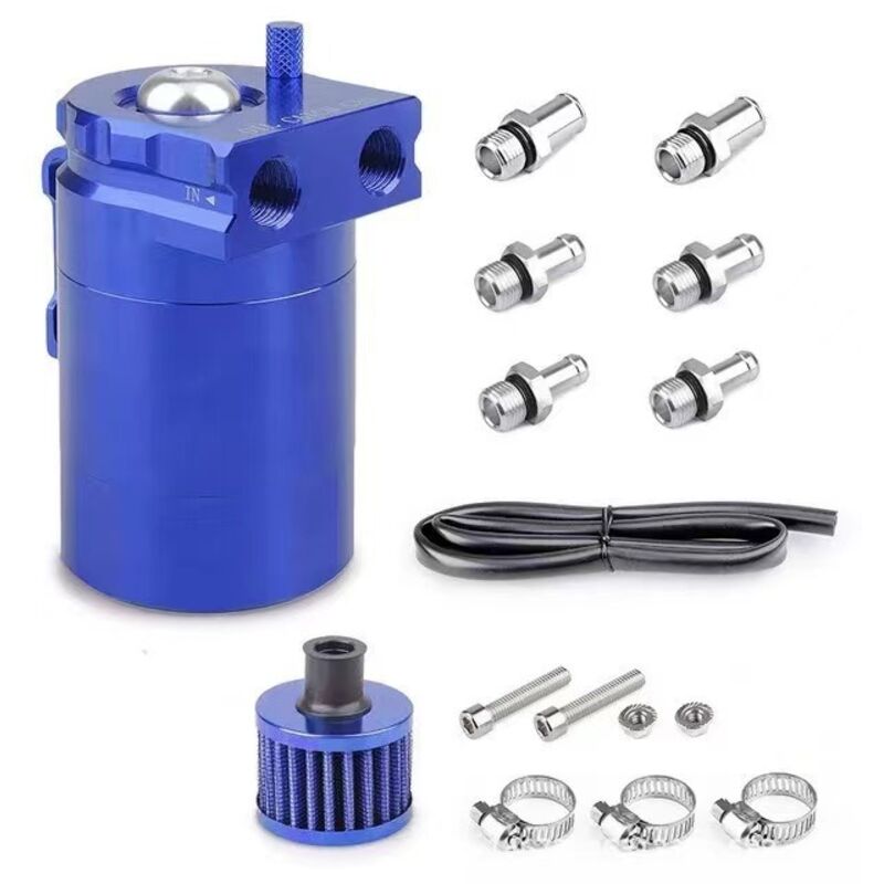300ml Aluminium-ölauffangbehälter Für Autos, Universeller Luftabscheider-tank Mit Luftfilter, Schlauch Und Weiteres Zubehör (blau)