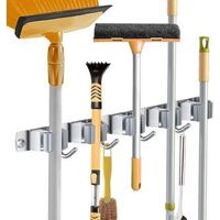 Wandhalterung Für Besen, Türbesenhalter Aus Edelstahl, Aufhänger Für Kleiderbügel Zur Aufbewahrung Für Küche, Waschküche, Garage-organisation (5 Fächer Und 4 Haken)