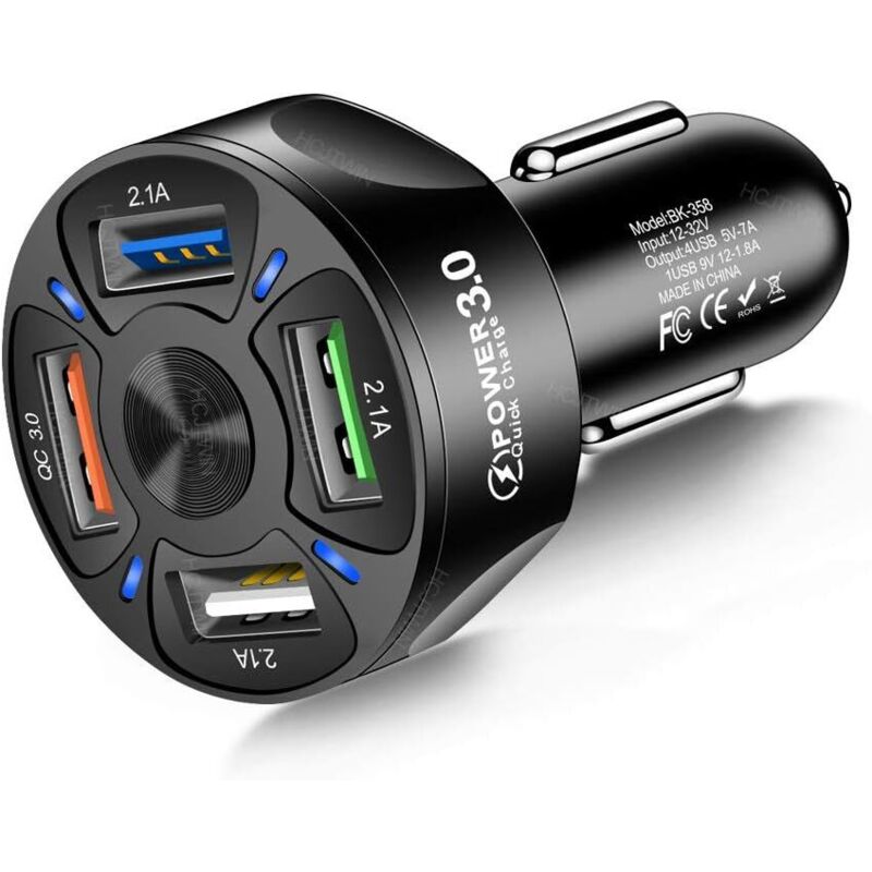Usb-autoladegerät, 4-in-1-ladeadapter, 7a 35w Schnellladegerät Mit Led-licht Für Suvs Und Geländefahrzeuge (12-32v)