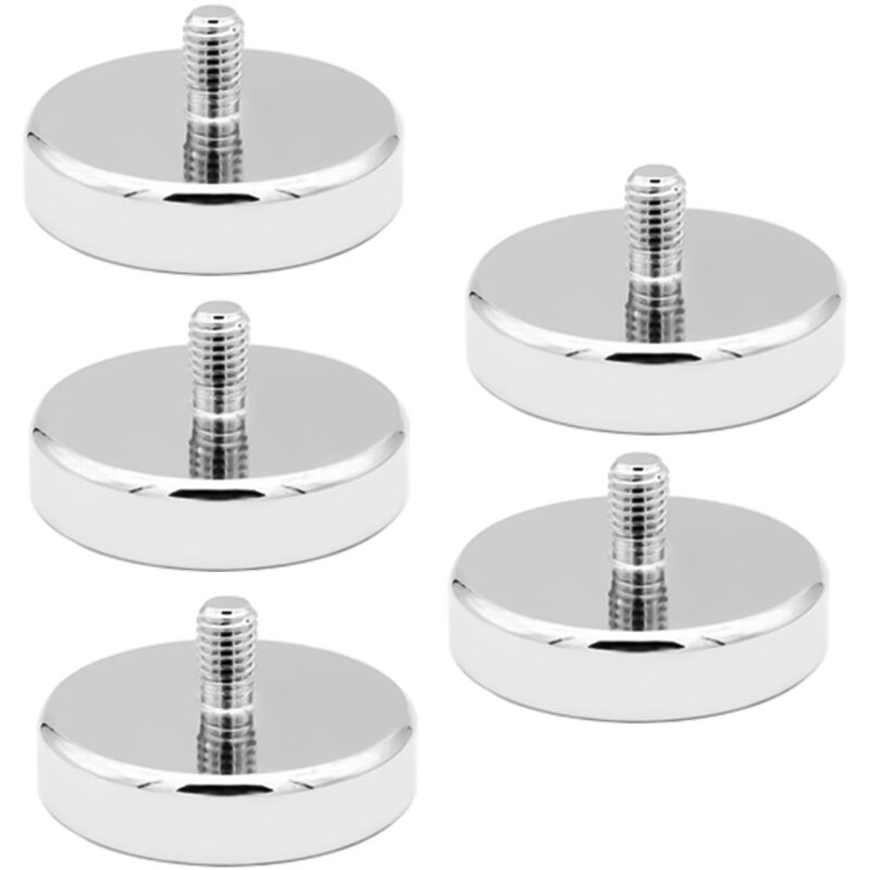 5er-set Neodym-magnete: M6-gewinde, 32 Mm, Haltekraft 32 Kg, Für Ösenschrauben Oder Haken, Rund