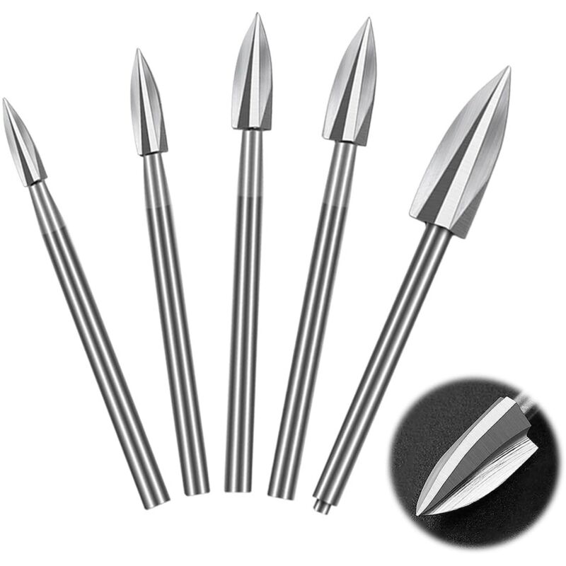5-teiliges Set Holz-schnitzwerkzeuge Mit 0,3 Cm Schaft, Drehwerkzeug Für Diy, Schnitzen, Schleifen, Gravieren Und Bohren