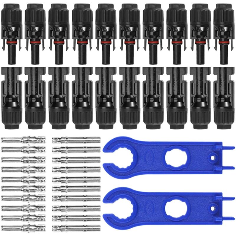 10 Paare Photovoltaik-solarsteckverbinder, Pv-stecker Männlich/weiblich, Doppelter Ring Für Wasserdichte Abdichtung, Zubehör Für Solarmodul-kabel