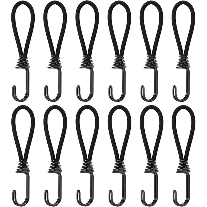 Elastische Spanngummis Mit Haken, 15 Cm Gummiseil Mit Befestigungen Für Flaggen, Planen, Camping, Zelte, Vorhänge, Expansionsgurte, 12 Stück