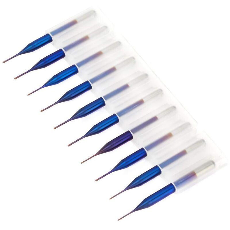 10 Konische Fräser Aus Hartmetall, Angesenkte Bohrerspitzen Aus Wolframkarbid Mit Blauer Beschichtung Für Leiterplatten-graviermaschinen Scm (0,6 Mm)