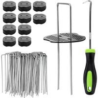 100 Gartenstäbe Mit 100 Unterlegscheiben – Befestigungsstäbe Aus Galvanisiertem Stahl Für Mulchfolien Und Gartenvlies, Zaundraht Und Netze – 150x36mm Ø 3mm
