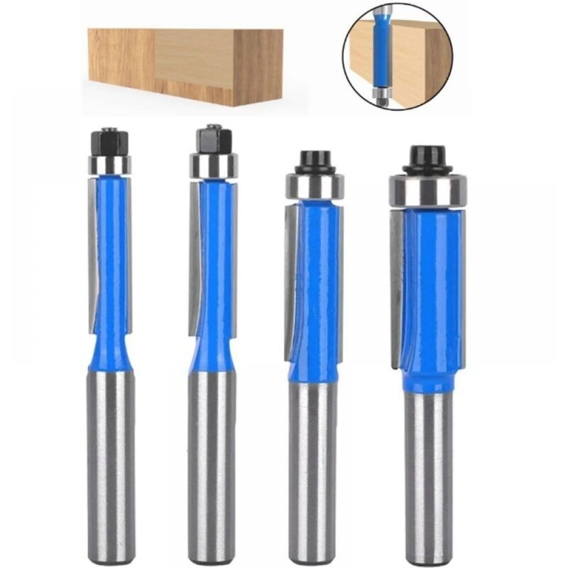 4-teiliges Set Oberfräser 8mm Schaft, Kopierfräser Für Holz, Fräser Für Oberfräsen Mit Oberem Lager, Bündigfräser, Für Holzbearbeitung Und Heimwerken