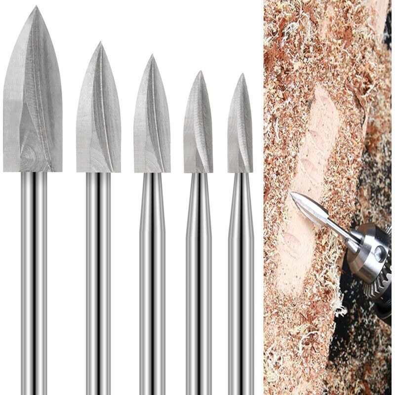 Holzschnitzfräser-set, 5-teilig, Mit 1/8" Schaft Für Basteln, Schnitzen, Gravieren, Schleifen Und Bohren