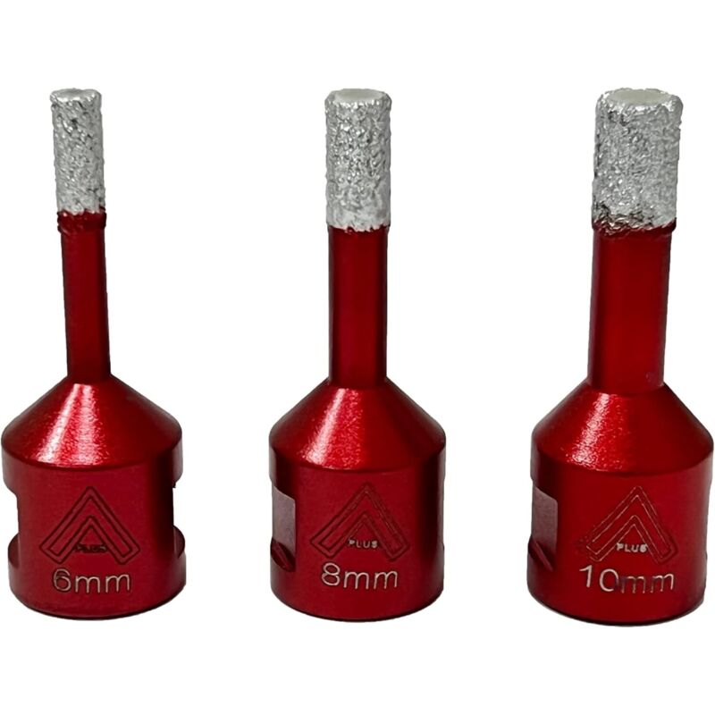3-teiliges Diamantbesetztes Bohrerset 6mm/8mm/10mm, Vakuumgeschweißt Mit M14-gewinde Für Trockenes Bohren In Porzellan, Fliesen, Granit Und Marmor