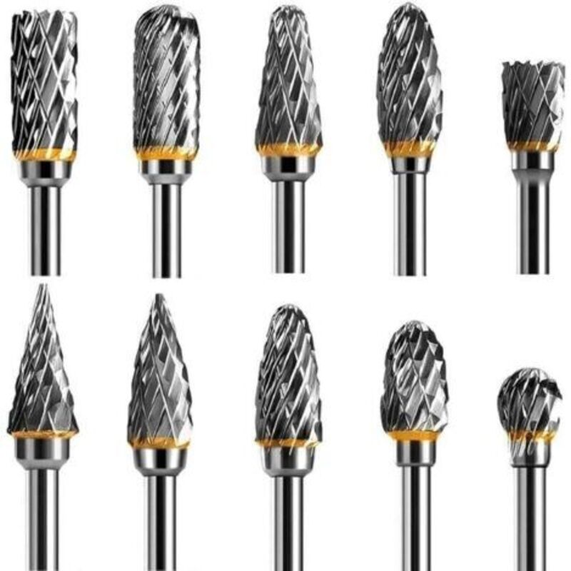 Satz Aus 10 Rotierenden Fräsern Aus Hartmetall, Doppelschneidig, Mit 1/8“-schaft Für Drehwerkzeuge, Ideal Für Diy, Holzschnitzerei, Metallpolieren, Gravur Und Bohren
