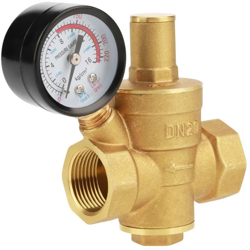 Einstellbares Messing-wasserdruckminderventil Mit Manometer, Druckminderer