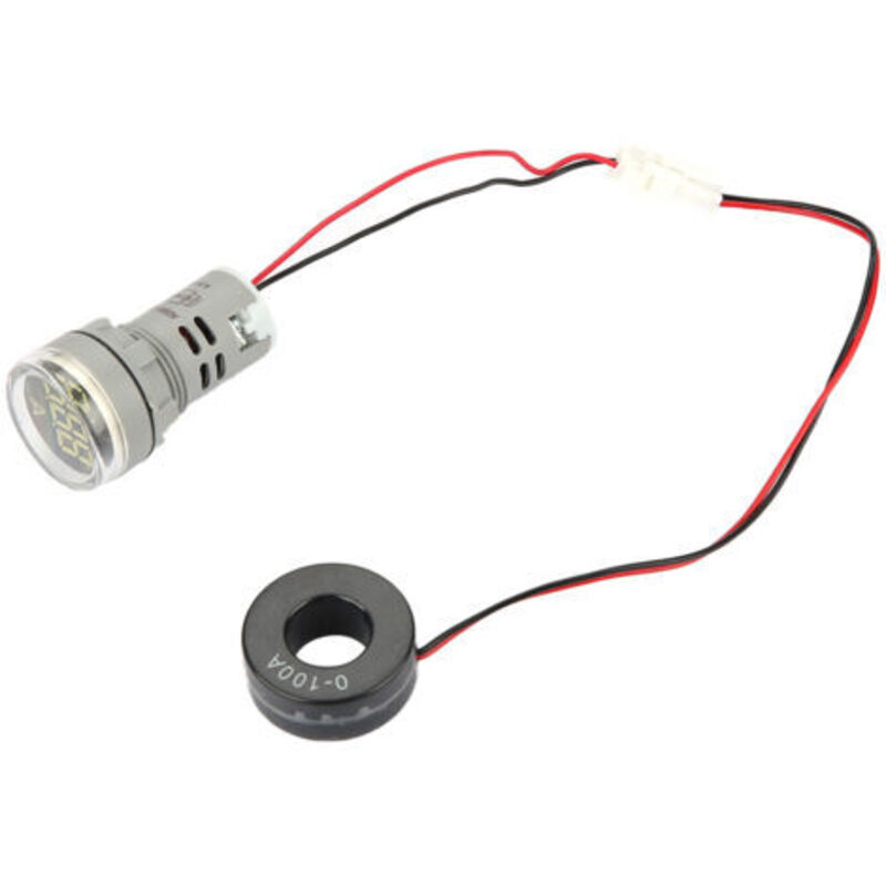 Digitaler Amperemeter 0-100 A, Wechselstromanzeiger, Runde Led-anzeige (weiß)