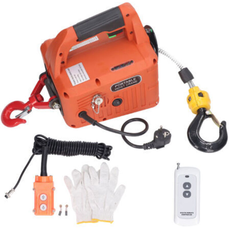 Eosnow Elektrischer Hebezeug Tragbarer Elektrischer Seilzugkran Mit Fernbedienung Tragfähigkeit 500 Kg Maximale Hubhöhe 7,6 M 1500 W Eu-stecker 220 V