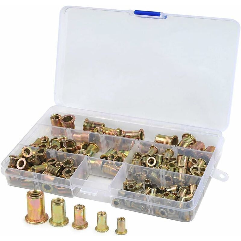 165-teiliges Set Aus Verzinkten Kohlenstoffstahl-nietmuttern M3 / M4 / M5 / M6 / M8