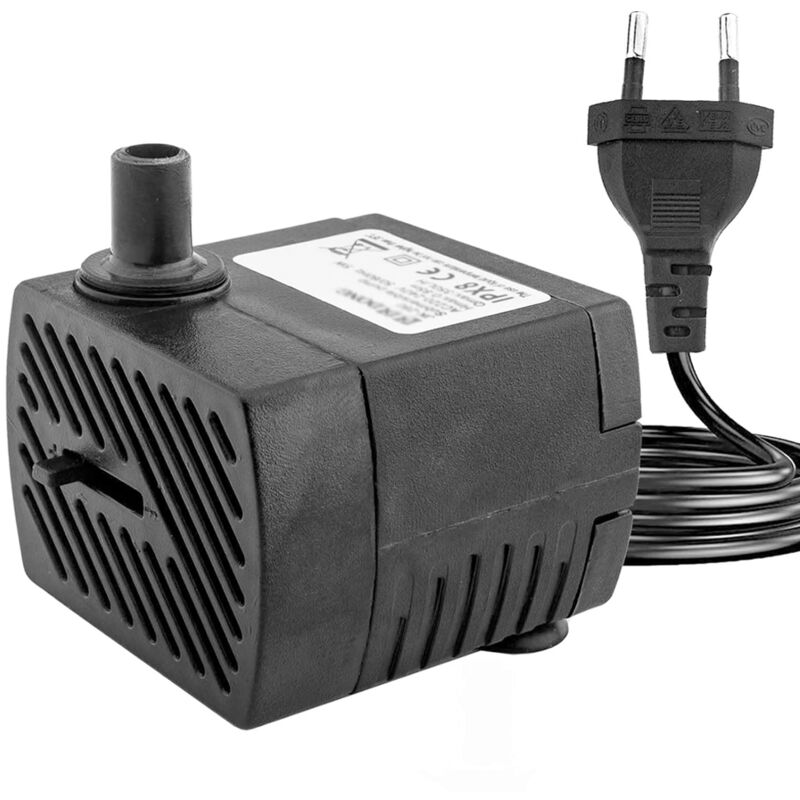Mini-wasserpumpe (350 L/h, 5 W), Ultra-leise Aquariumpumpe Mit Hochpositionierter Nabe, 1,5 M Netzkabel, 2 Düsen, Geeignet Für Teiche, Springbrunnen, Statuen Und Hydroponik