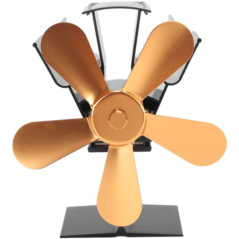Ofenventilator Für Holzöfen, 5 Flügel, Wärmebetrieben, Für Pellets Und Holzscheite, Vertikal, Rechteckig, Goldfarben