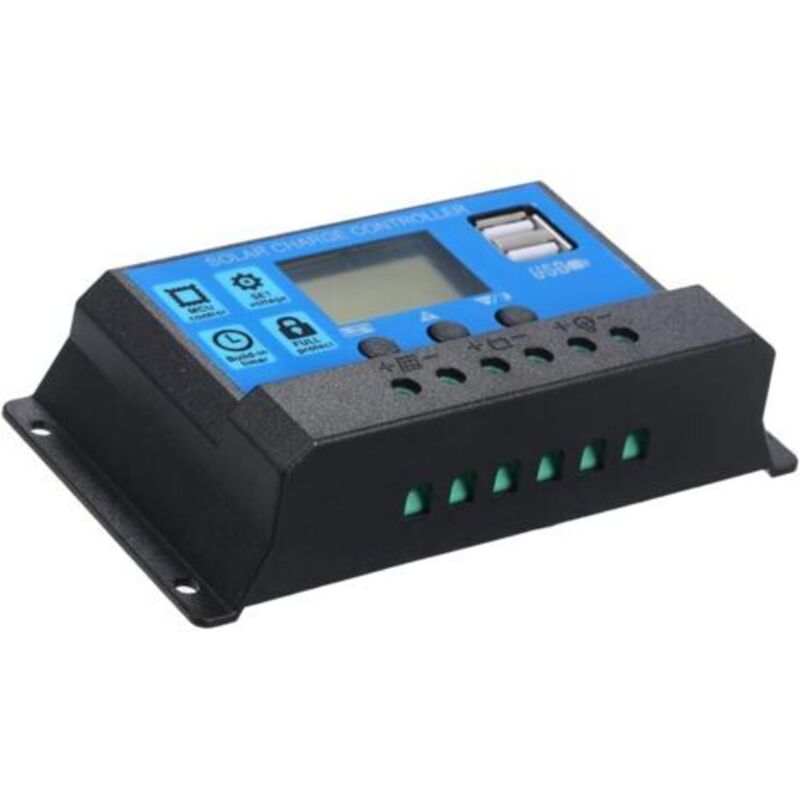 Solarladeregler, Solarpanel-regler 12v/24v, Dual-usb-anschluss, Elektrischer Schutz, Lade- Und Entladeeinstellung, Mit 5v-licht-zeitsteuerung 20a