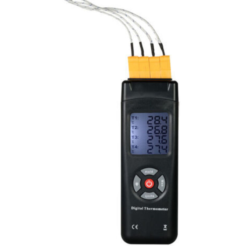 4-kanal-thermometer Mit Digitaler Anzeige Und Kontakt-thermoelement Vom Typ K Tl-tk04