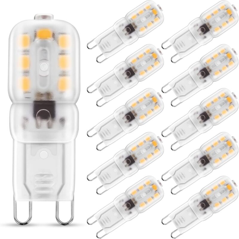2w G9 Warmweiß 3000k, Led-glühbirne, Entspricht 25w Halogenlampe, 230v Ac 200lm, 360° Breiter Abstrahlwinkel, G9-fassung, 10er-pack [energieeffizienzklasse A+]