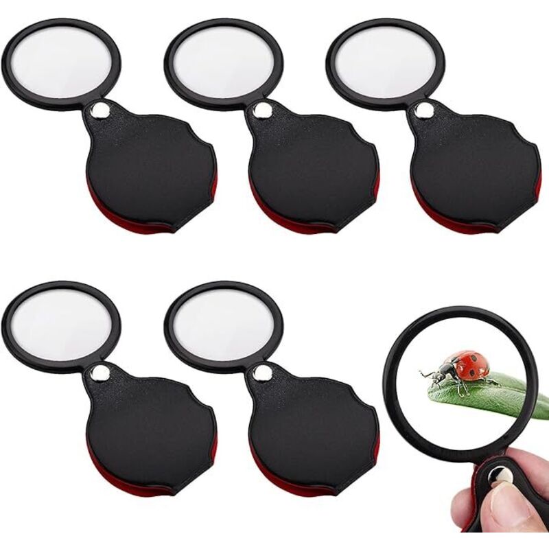5er-pack Mini-taschenlupen 10x, 2,1 Zoll Mit Drehbarem Lederschutzcover Für Senioren, Tragbar Und Faltbar Zum Lesen Und Naharbeiten, Geschenk Für Ältere Menschen