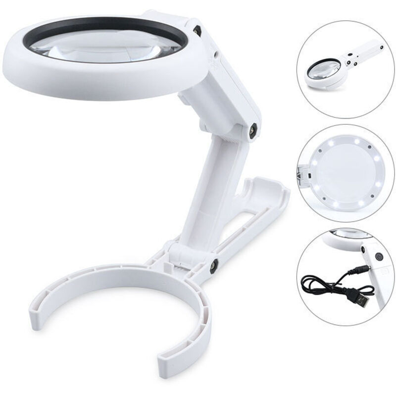 Led-lupe Mit Licht, Dimmbare Freihändige Lupe Mit Licht Und Ständer, Tischlupe
