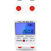 Einphasiger Stromzähler, Lichtzähler, Din-schienen-energiezähler 5-80a, Einphasiger Wattmeter, Ddm15sd Lcd-hintergrundbeleuchtung Digitalanzeige Elektronischer Energiezähler Kwh H240