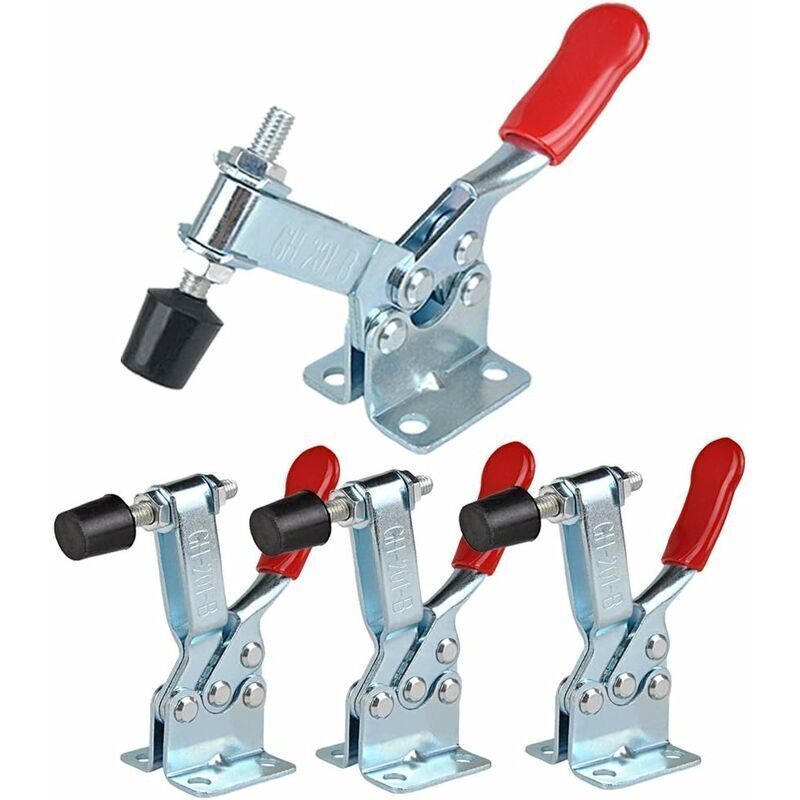 Serre-joint -gh-201-b - 4er Set Vertikale Schnellspanner Mit Horizontaler Basis - Tragfähigkeit 90 Kg