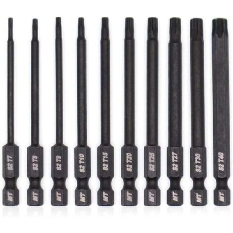 Torx-bit-set Für Schraubendreher, Bohrmaschinen Und Schlagbohrschrauber, Hitzebeständig, Fortschrittliche Wärmebehandlung, Phosphatierte Beschichtung, 8 Cm, 10-teilig