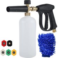 Hochdruck-schaumkanone, 1l Verstellbar, 1/4 Schnellkupplung, Schaumlanze, Seifenspender-flasche Mit 5 Düsen Und 1 Handschuh, Zum Reinigen Von Motorrädern Und Autos, 8-teilig