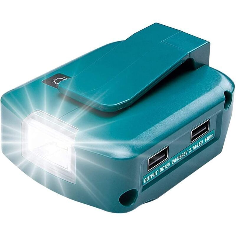 Stromversorgung Für Makita 18-v-lithium-ionen-akku, Usb-ladegerät-adapter Mit Zwei 5-v/2,1-a-usb-anschlüssen, 12-v/2-a-dc-anschluss Und Arbeitsleuchte