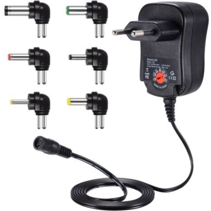 12w Universal-netzteil Ac Zu Dc 3v 4.5v 5v 6v 7.5v 9v 12v 1a Schaltnetzteil Mit 90-grad-dc-steckern Für Haushaltselektronik