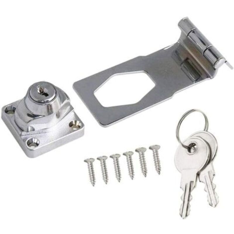 2,5-zoll-klemme Mit Vorhängeschloss Und Schloss, Metallverriegelung Für Türen, Schränke Und Schubladen (silber)