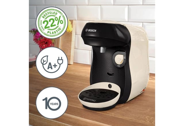TASSIMO Kapselmaschine happy friendly TAS107E, über 70 Getränke, platzsparend, geeignet für alle Tassen, Wassertank 0,7 L, schwarz