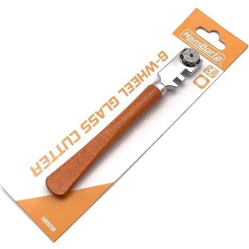 Professioneller 6-rad-glasschneider Mit Hartmetall-schneidrädern Für Schnitte Von 2 Bis 6 Mm Auf Glas, Spiegeln Und Buntglas, Mit Verstellbarem Holzgriff