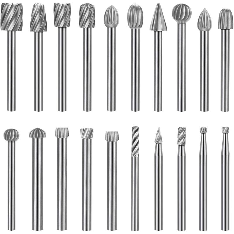 20 Stück Rotationsfräser, Satz Aus Hartmetall-fräsern, Hss-rotationsfräser-köpfe Kompatibel Mit Dremel, Schaft 1/8'' (3 Mm), Rotierendes Werkzeug Für Schleifer, Holzbearbeitung, Metallpolieren, Gravie