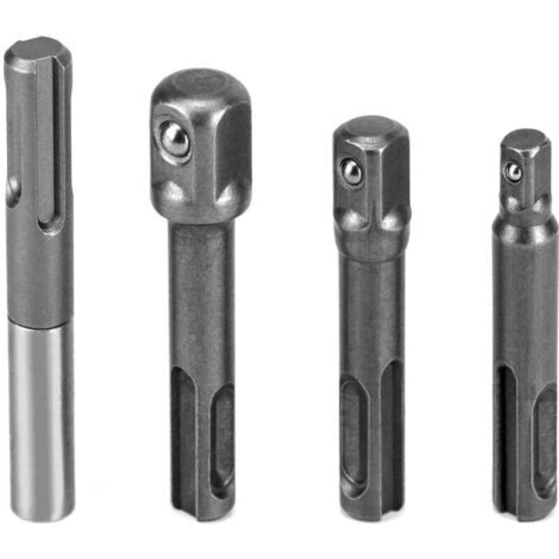 Sds-plus-schlüsseladapter-set, 1/4" Hex-adapter + Quadratischer Bohrerhalter-verlängerung 1/4", 3/8", 1/2