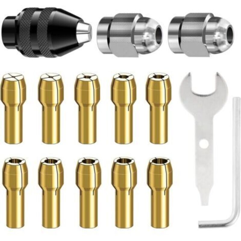 Satz Mit 15 Spannzangen, Kompatibel Mit Dremel, Zubehör Für Drehwerkzeuge, Von 0,8 Mm Bis 3,2 Mm, Ersetzt Die Schnellwechsel-spannzange 4486 Und Die Messing-spannzange 4485 Mit Metallmutter.