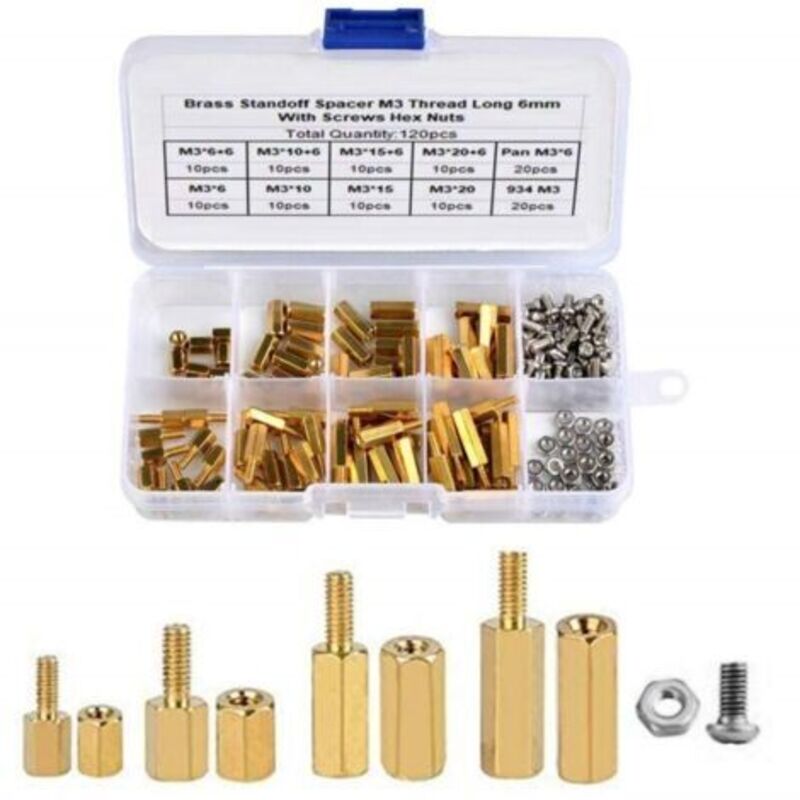 120-teiliges Set, 4 Verschiedene M3 Messing-distanzhülsen (männlich-weiblich/weiblich-weiblich) Und Edelstahlschrauben, Sortiment Für Motherboard-schraubenmuttern Mit (+) Schraubendreher