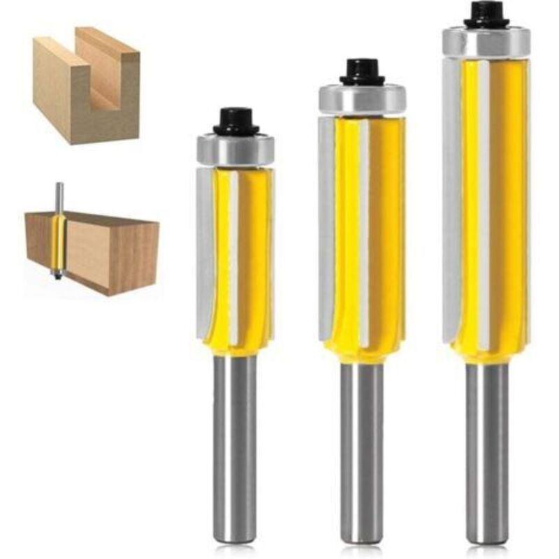 3 Stück, Oberfräser, Schaftfräser Mit 4 Schneiden Und Oberem Lager Zum Bündigen Fräsen, Hartmetall-fräser Für Holzbearbeitung Und Diy (metall)