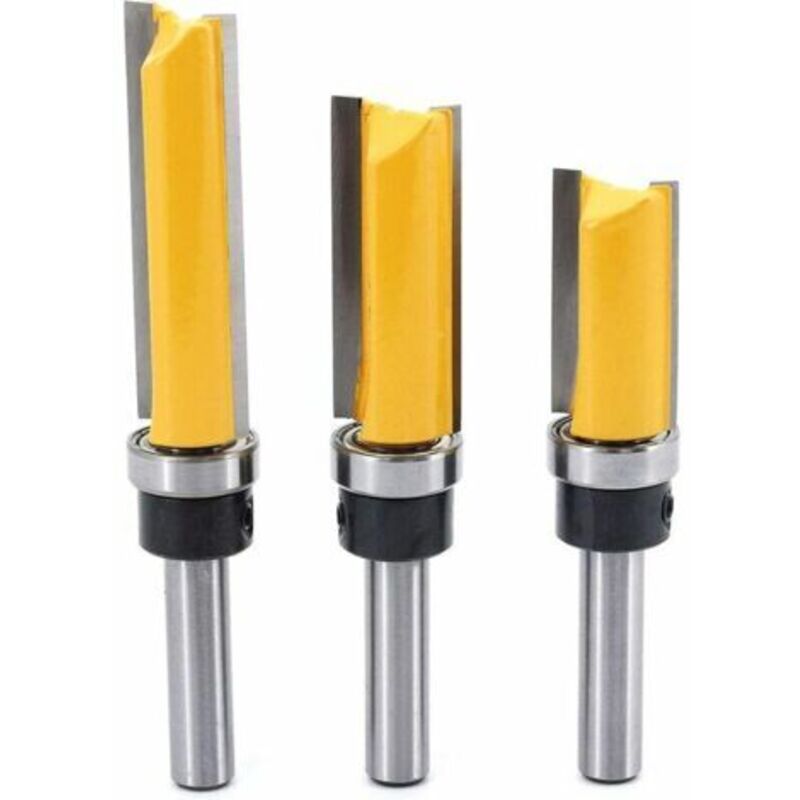 3er-set Bündigfräser 8 Mm – Gehärteter Stahl Mit Ptfe-beschichtung – Sauberer Schnitt Für Holz, Mdf Und Verbundplatten